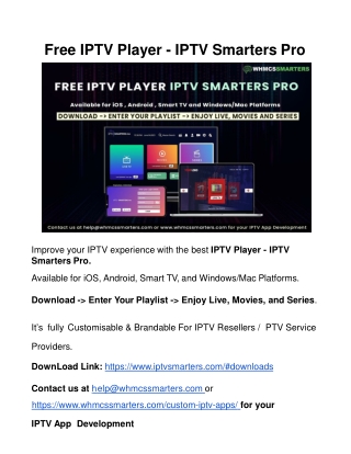 Free IPTV Player - IPTV Smarters Pro