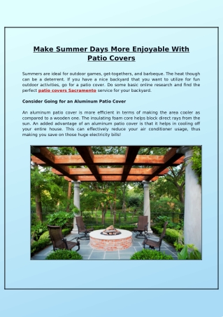 Why is a Patio Cover Addition a Good Option for Enjoying or Relaxing Summer Days