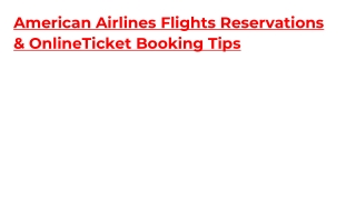 American Airlines Flights Reservations & OnlineTicket Booking Tips