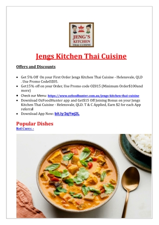5% off - Jengs Kitchen Thai Restaurant menu Helensvale, QLD