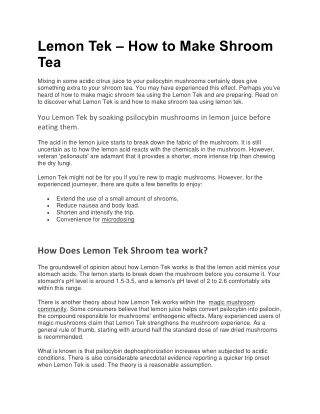 How to make shroom tea lemon tek magic mushrooms experience