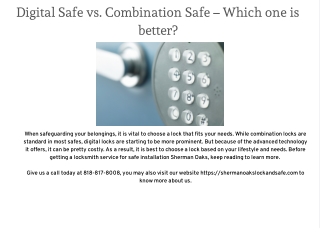 Digital Safe vs. Combination Safe – Which one is better?