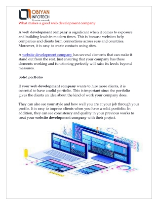 What makes a good web development company