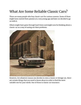What Are Some Reliable Classic Cars