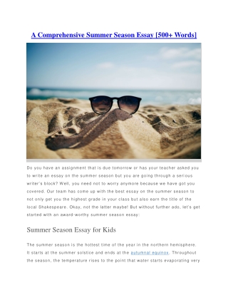A Comprehensive Summer Season Essay