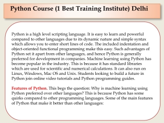 Python Course (1 Best Training Institute) Delhi
