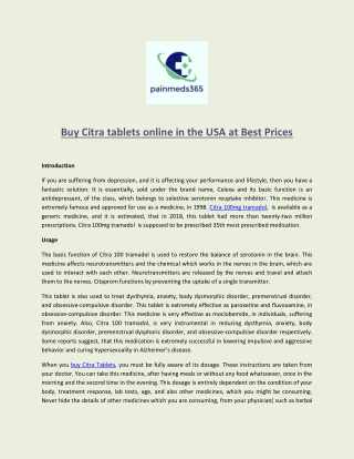 Buy Citra tablets online in the USA at Best Prices