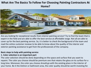 What Are The Basics To Follow For Choosing Painting Contractors At Home?