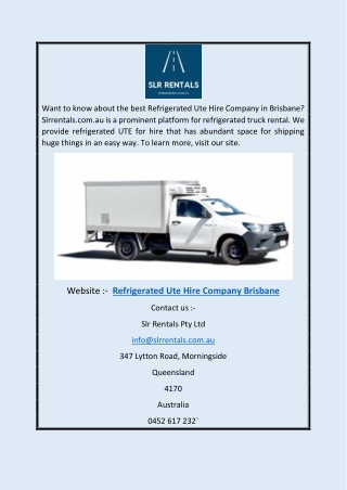 Refrigerated UTE Hire Company Brisbane | Slrrentals.com.au
