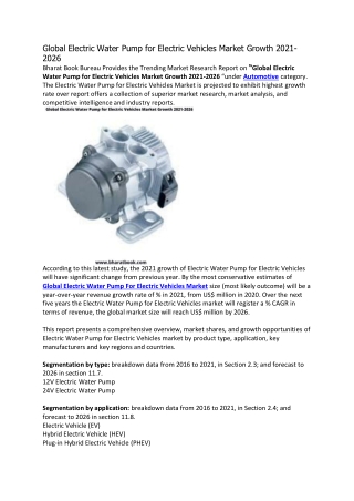 Global Electric Water Pump for Electric Vehicles Market Growth 2021-2026