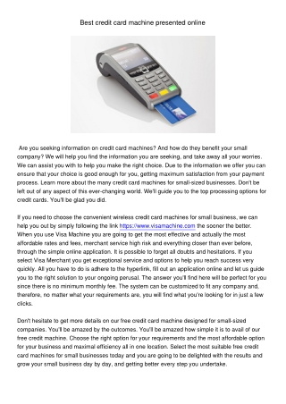 Bestcreditcardmachinepresentedonline