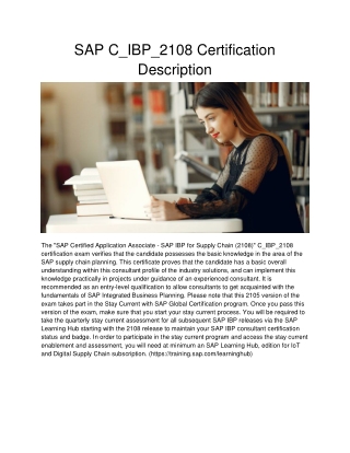 SAP C_IBP_2108 Certification Description