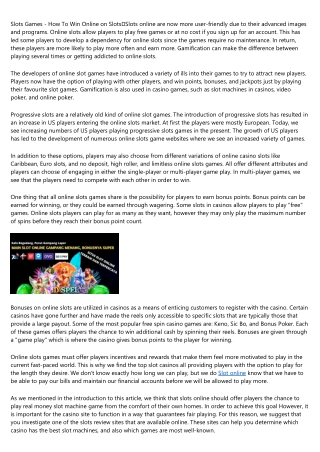 The way to increase your possibilities of winning in Slots On the net