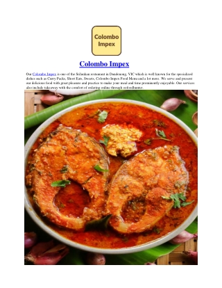 5% Off - Colombo Impex Menu - Dandenong Takeaway, VIC