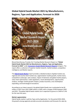 Global Hybrid Seeds Market Research Report 2021-2026