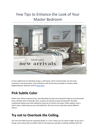 FEW TIPS TO ENHANCE THE LOOK OF YOUR MASTER BEDROOM.docx