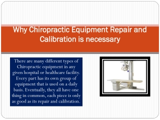 Chiropractic Equipment Repair and Calibration