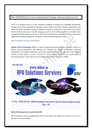 How Will Robotic Process Automation Change Outsourcing Forever?