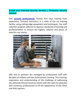 Armed and Unarmed Security Services | GXC Inc.