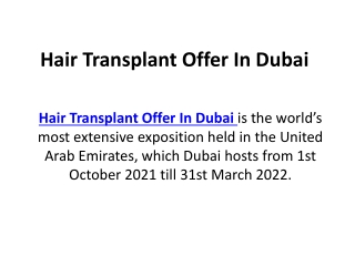Hair Transplant Offer In Dubai