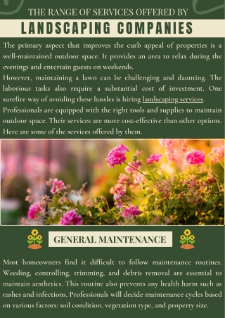 The Range of Services Offered by Landscaping Companies