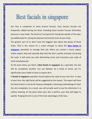 Best facials in singapore