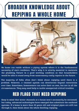 Broaden Knowledge About Repiping A Whole Home