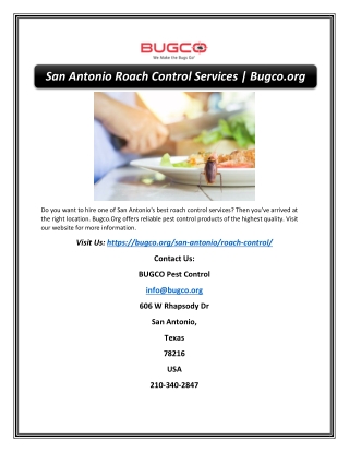 San Antonio Roach Control Services | Bugco.org