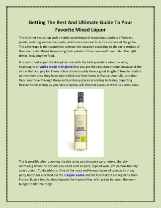 Best And Ultimate Guide To Your Favorite Mixed Liquor PDF