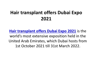 Hair transplant offers Dubai Expo 2021