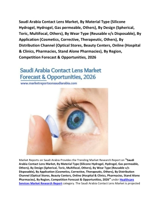 Saudi Arabia Contact Lens Market Competition Forecast & Opportunities 2026