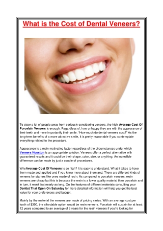 What is the Cost of Dental Veneers