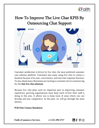 How To Improve The Live Chat KPIs By Outsourcing Chat Support