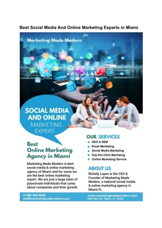 Best Social Media Marketing Experts And Online Marketing Agency in Miami