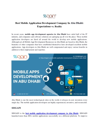 Best Mobile Application Development Company In Dubai