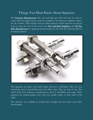 Things You Must Know About Spanners