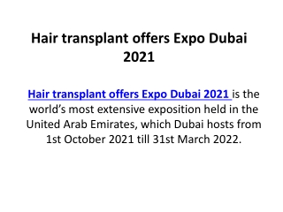 Hair transplant offers Expo Dubai 2021