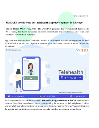SISGAIN provide the best telehealth app development in Chicago | SISGAIN
