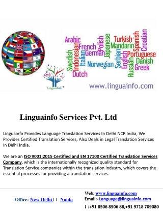 Translation Company In Delhi NCR, India Worldwide