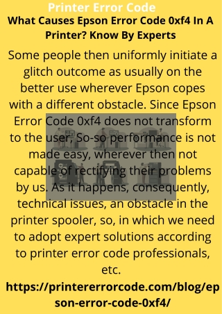 What Causes Epson Error Code 0xf4 In A Printer Know By Experts