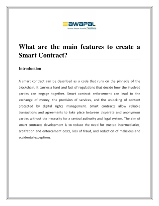 What are the main features to create a Smart Contract?