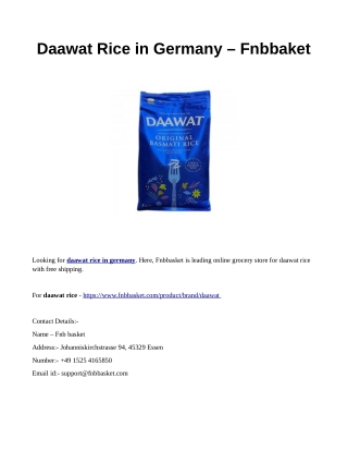 Daawat Rice in Germany – Fnbbaket