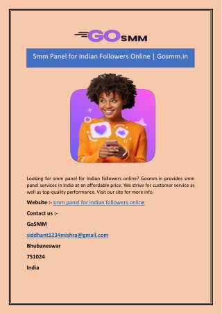 Smm Panel for Indian Followers Online | Gosmm.in