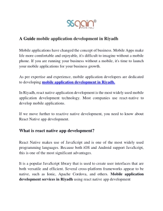 mobile application development in Riyadh