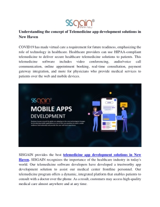 Understanding the concept of Telemedicine app development solutions in New Haven