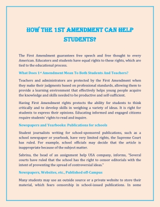 How the 1st Amendment Can Help Students