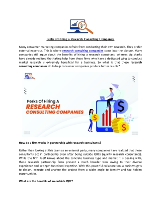 Perks of Hiring a Research Consulting Companies