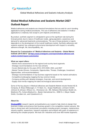Global Medical Adhesives and Sealants Market Forecasts Report Analysis