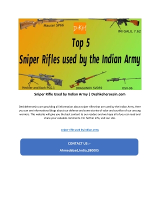 Sniper Rifle Used by Indian Army | Deshkeheroesin.com