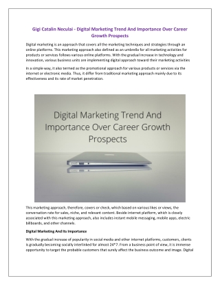 Gigi Catalin Neculai - Digital Marketing Trend And Importance Over Career Growth Prospects